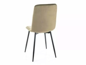 SCAUN DINING, BEJ BLUVEL 40/NEGRU MAT, TAPITERIE DIN CATIFEA SI PICIOARE DIN METAL, STIL MODERN - Img 3