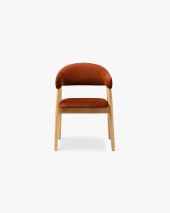 SCAUN DINING/BIROU ANDRA, ROSU, TAPITAT CU TAPITERIE DIN TEXTIL CATIFEA MAGIC VELVET SI LEMN MASIV, MICADONI - Img 3