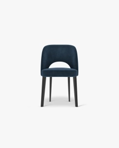 SCAUN DINING/BIROU BOWE, ALBASTRU ROYAL, TAPITAT CU TAPITERIE DIN TEXTIL CHENILLE REBEL SI LEMN MASIV DE FAG, MICADONI