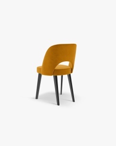 SCAUN DINING/BIROU BOWE, GALBEN MUSTAR, TAPITAT CU TAPITERIE DIN TEXTIL CATIFEA MAGIC VELVET SI LEMN MASIV DE FAG, MICADONI - Img 3