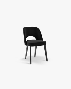 SCAUN DINING/BIROU BOWE, NEGRU, TAPITAT CU TAPITERIE DIN TEXTIL CATIFEA MAGIC VELVET SI LEMN MASIV DE FAG, MICADONI