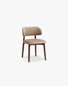 SCAUN DINING/BIROU EVAN, BEJ MIGDALA, TAPITAT CU TAPITERIE DIN TEXTIL CATIFEA CATIFEA MAGIC VELVET SI LEMN MASIV, MICADONI