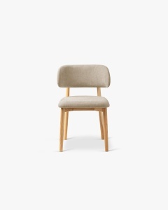 SCAUN DINING/BIROU EVAN, BEJ, TAPITAT CU TAPITERIE DIN TEXTIL CATIFEA CHENILLE REBEL SI LEMN MASIV, MICADONI - Img 2