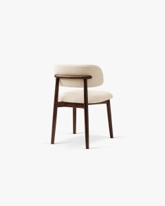 SCAUN DINING/BIROU EVAN,BEJ, TAPITAT CU TAPITERIE DIN TEXTIL CATIFEA BOUCLE BALOO SI LEMN MASIV, MICADONI - Img 2