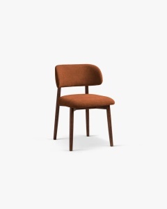 SCAUN DINING/BIROU EVAN, PORTOCALIU, TAPITAT CU TAPITERIE DIN TEXTIL CHENILLE REBEL SI LEMN MASIV, MICADONI