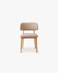 SCAUN DINING/BIROU EVAN, ROZ PUDRA, TAPITAT CU TAPITERIE DIN TEXTIL BOUCLE BALOO SI LEMN MASIV, MICADONI - Img 3