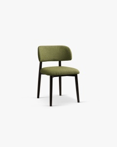 SCAUN DINING/BIROU EVAN, VERDE MASLINIU INCHIS, TAPITAT CU TAPITERIE DIN TEXTIL BOUCLE BALOO SI LEMN MASIV, MICADONI
