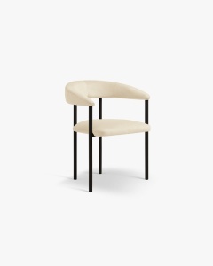 SCAUN DINING/BIROU LEA, IVORY/NEGRU, TAPITAT CU TAPITERIE DIN TEXTIL CATIFEA MAGIC VELVET SI METAL, MICADONI - Img 4