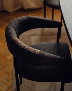SCAUN DINING/BIROU LEA, MARO/NEGRU, TAPITAT CU TAPITERIE DIN TEXTIL BOUCLE BALOO SI METAL, MICADONI - Img 5