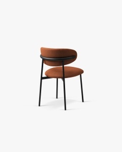 SCAUN DINING/BIROU NINA, CARAMIZIU, TAPITAT CU TAPITERIE DIN TEXTIL STRUCTURAT BJORN SI METAL, MICADONI - Img 3
