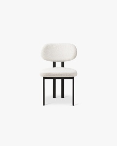 SCAUN DINING/BIROU SAM, ALB, TAPITAT CU TAPITERIE DIN TEXTIL BOUCLE BALOO SI METAL, MICADONI - Img 2