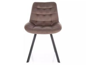 SCAUN DINING, CAPPUCCINO BLUVEL 38/NEGRU MAT, TAPITERIE DIN CATIFEA SI PICIOARE DIN METAL, STIL MODERN - Img 3