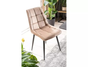 SCAUN DINING CHIC, BEJ BLUVEL 28/NEGRU MAT, TAPITERIE DIN CATIFEA SI PICIOARE DIN METAL, STIL MODERN