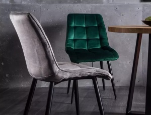 SCAUN DINING CHIC, VERDE BLUVEL 78/NEGRU MAT, TAPITERIE DIN CATIFEA SI PICIOARE DIN METAL, STIL MODERN - Img 2