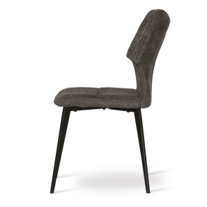 SCAUN DINING CHILCOTE, GRI INCHIS/NEGRU, TAPITERIE DIN TEXTIL SI PICIOARE DIN METAL, STIL MODERN - Img 3