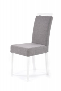 SCAUN DINING CLARION, GRI INARI 91/ALB, CU TAPITERIE DIN STOFA SI PICIOARE DIN LEMN MASIV, STIL CLASIC - Img 1