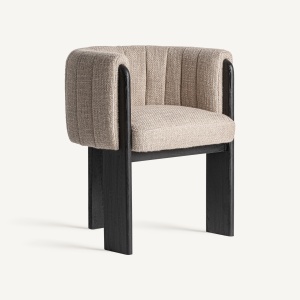SCAUN DINING CLUNY, DIN LEMN DE STEJAR SI TEXTIL GRI, DESIGN CONTEMPORAN, VICAL HOME
