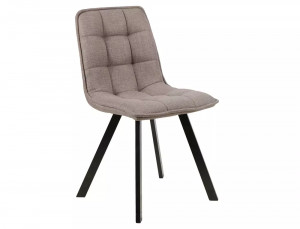 SCAUN DINING ELLIS, BEJ 34/NEGRU MAT, TAPITERIE DIN STOFA BJORN SI PICIOARE DIN METAL, STIL MODERN
