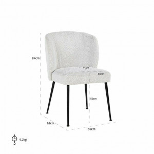 SCAUN DINING FALLON, ALB/NEGRU, TAPITERIE DIN TEXTIL PLUSAT SI PICIOARE DIN METAL, STIL MODERN - Img 5
