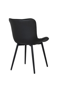 SCAUN DINING GREG NEGRU, TAPITAT CU PIELE ECOLOGICA SI METAL, STIL MODERN - Img 2