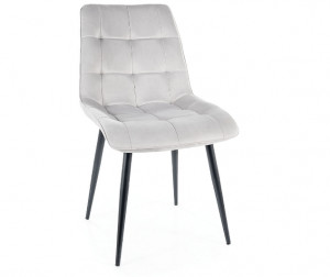 SCAUN DINING, GRI DESCHIS BLUVEL 03/NEGRU MAT, TAPITERIE DIN CATIFEA SI PICIOARE DIN METAL, STIL MODERN