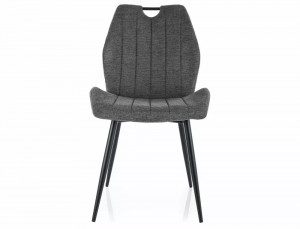 SCAUN DINING, GRI INCHIS 18/NEGRU MAT, TAPITERIE DIN STOFA BREGO SI PICIOARE DIN METAL, STIL MODERN - Img 2