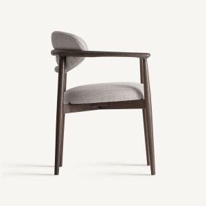 SCAUN DINING HARI, REALIZAT DIN LEMN DE FRASIN SI TEXTIL, CULOARE BEJ/GRI, REALIZAT MANUAL, VICAL HOME - Img 3