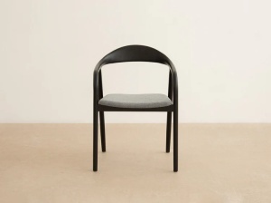 SCAUN DINING, ILLA, DIN TEXTIL SI LEMN, GRI/NEGRU, MICADONI, STIL MODERN - Img 2