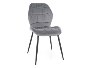 SCAUN DINING JAKE, GRI BLUVEL 14/NEGRU MAT, TAPITERIE DIN CATIFEA SI PICIOARE DIN METAL, STIL MODERN
