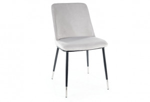 SCAUN DINING JILL, GRI DESCHIS BLUVEL 03/NEGRU MAT/CROM, TAPITERIE DIN CATIFEA SI PICIOARE DIN METAL, STIL MODERN - Img 1
