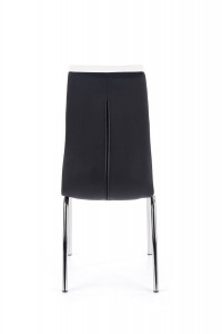 SCAUN DINING K186, NEGRU/ALB/CROM, CU TAPITERIE DIN PIELE ECOLOGICA SI PICIOARE DIN METAL, STIL MODERN - Img 3