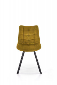 SCAUN DINING K332, GALBEN MUSTAR/NEGRU, CU TAPITERIE DIN CATIFEA SI PICIOARE DIN METAL, STIL MODERN - Img 5