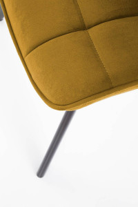 SCAUN DINING K332, GALBEN MUSTAR/NEGRU, CU TAPITERIE DIN CATIFEA SI PICIOARE DIN METAL, STIL MODERN - Img 8