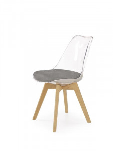 SCAUN DINING K342 GRI/TRANSPARENT/FAG STIL MODERN HALMAR - Img 1
