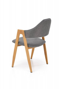 SCAUN DINING K344, GRI/STEJAR, CU TAPITERIE DIN STOFA SI PICIOARE DIN METAL, STIL MODERN - Img 5