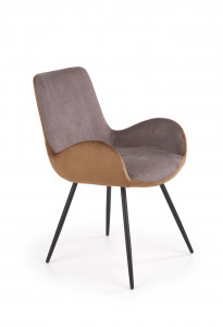 SCAUN DINING K392, GRI/MARO/NEGRU, CU TAPITERIE DIN STOFA FINA SI PICIOARE DIN METAL, STIL MODERN