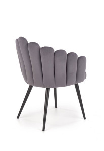 SCAUN DINING K410, GRI/NEGRU, CU TAPITERIE DIN CATIFEA SI PICIOARE DIN METAL, STIL MODERN - Img 6