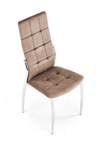 SCAUN DINING K416, BEJ/CROM, CU TAPITERIE DIN CATIFEA SI PICIOARE DIN METAL, STIL MODERN - Img 2