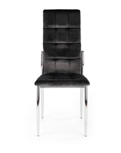 SCAUN DINING K416, NEGRU/CROM, CU TAPITERIE DIN CATIFEA SI PICIOARE DIN METAL, STIL MODERN - Img 5