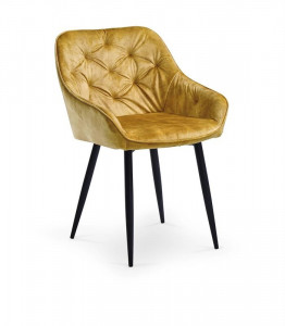 SCAUN DINING K418 GALBEN MUSTAR/NEGRU STIL MODERN HALMAR
