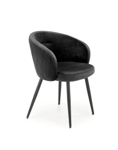 SCAUN DINING K430, NEGRU/NEGRU, CU TAPITERIE DIN CATIFEA SI PICIOARE DIN METAL, STIL MODERN