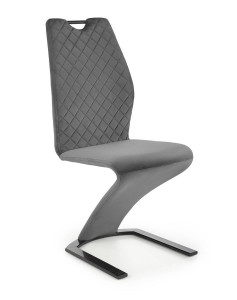 SCAUN DINING K442, GRI/NEGRU, CU TAPITERIE DIN CATIFEA SI PICIOARE DIN METAL, STIL MODERN
