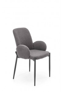 SCAUN DINING K477, GRI/NEGRU, CU TAPITERIE DIN TEXTIL PLUSAT SI PICIOARE DIN METAL, STIL MODERN