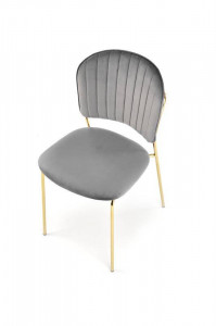 SCAUN DINING K499, GRI/AURIU, CU TAPITERIE DIN CATIFEA SI PICIOARE DIN METAL, STIL MODERN - Img 2