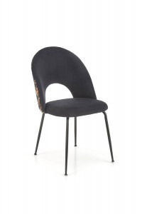 SCAUN DINING K505, MULTICOLOR/NEGRU, CU TAPITERIE DIN CATIFEA SI PICIOARE DIN METAL, STIL MODERN - Img 3