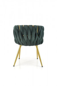 SCAUN DINING K517, VERDE INCHIS/AURIU, CU TAPITERIE DIN CATIFEA SI PICIOARE DIN METAL, STIL MODERN - Img 3