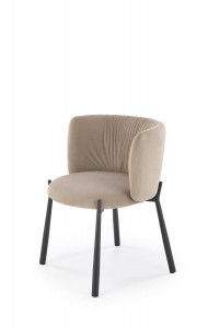 SCAUN DINING K531, BEJ/NEGRU, TAPITERIE DIN CATIFEA SI PICIOARE DIN METAL, STIL MODERN