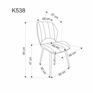 SCAUN DINING K538, GRI/NEGRU, TAPITERIE DIN CATIFEA SI PICIOARE DIN METAL, STIL MODERN - Img 2