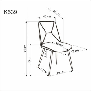 SCAUN DINING K539, BEJ/NEGRU, TAPITERIE DIN CATIFEA SI PICIOARE DIN METAL, STIL MODERN - Img 2