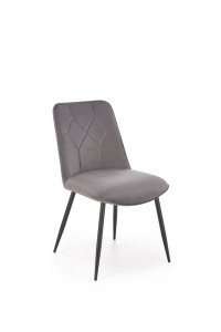 SCAUN DINING K539, GRI/NEGRU, TAPITERIE DIN CATIFEA SI PICIOARE DIN METAL, STIL MODERN